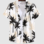 Men's Tropical Print Hawaiian Coconut Casual Short Sleeve Shirt