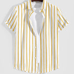 Men's Striped Print Casual Short Sleeve Shirt