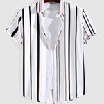 Men's Resort Style Printed Striped Casual Short Sleeve Shirt