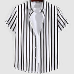 Men's Striped Print Casual Short Sleeve Shirt