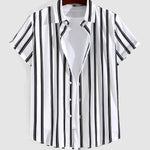 Men's Casual Printed Striped Street Style Short Sleeve Shirt