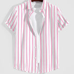 Men's Striped Print Casual Short Sleeve Shirt