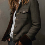 Dolores - Blazer de Sarga con Ribete en Contraste