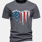 Regular Fit Heart Shaped Fighter Jets USA Flag Print Cotton T-Shirt