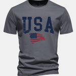 Regular Fit USA Flag Print Cotton T-Shirt