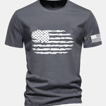 Regular Fit American Flag Print Cotton T-Shirt
