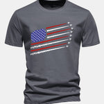 Regular Fit Fighter Jets American Flag Print Cotton T-Shirt