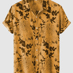 Men's LINEN TYPE CLOTH Retro Print Casual Short Sleeve Shirt