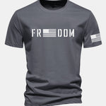 Regular Fit American Flag Freedom Print Cotton T-Shirt