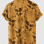 Men's LINEN TYPE CLOTH Retro Print Casual Short Sleeve Shirt