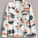 Men's Aztec Style Two Pocket Button Polar Fleece Jacket