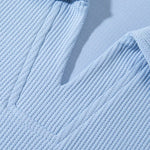 Relax Fit Wffle V Neck Polo Sweatshirt