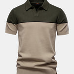 Contrast Knit V Neck Polo Shirt