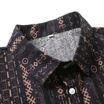 Linen Look Ethnic Geometric Print Button Up Shirt