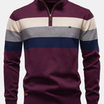 Contrast Stripe Quarter Zip Sweater
