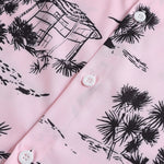 Palm Tree Sailboat Print Button Up Shirt & Swim Shorts