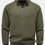 Ribbed Raglan Sleeve Quarter Zip Sweatshirt