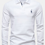 Long Sleeved Giraffe Embroidery Polo Shirt