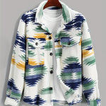 Men's Aztec Style Two Pocket Button Polar Fleece Jacket