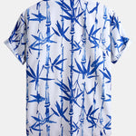Oriental Ink Bamboo Print Button Up Shirt & Swim Shorts