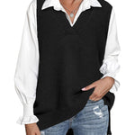 Zeagoo Sweater Vest Women Sleeveless V Neck Oversized Pullover