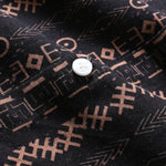 Linen Look Ethnic Geometric Print Button Up Shirt