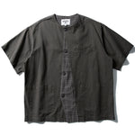 Japanese Retro Patchwork Collarless Shirt