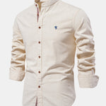Long Sleeve Linen Look Stand Collar Shirt & Straight Leg Linen Pants