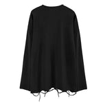 Ripped Hem Solid Long-sleeved T-shirt