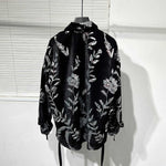 Lapel Pattern Sequin Strap Long-sleeved Shirt