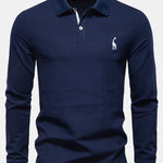 Long Sleeved Giraffe Embroidery Polo Shirt