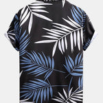 Tropical Leaves Print Button Up Shirt & Swim Shorts