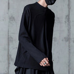 Simple Solid Stand Collar Long Sleeve T-Shirt