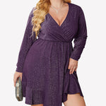 Zeagoo Plus Size Glitter Dress Long Sleeve Ruffle Hem Swing Dresses