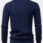 Long Sleeved Knitted Stripe Jacquard Polo Shirt