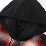 Flannel Fleece Lined Button Up Hooded Shirt