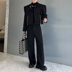 Retro Silhouette Zipped Wool Cropped Jacket