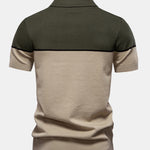 Contrast Knit V Neck Polo Shirt
