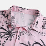 Palm Tree Sailboat Print Button Up Shirt & Swim Shorts