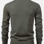 Long Sleeved Knitted Geometric Jacquard Zippe Polo Shirt