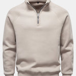 Ribbed Raglan Sleeve Quarter Zip Sweatshirt