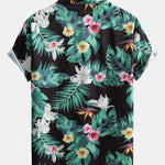 Tropical Flowers Print Button Up Shirt & Swim Shorts
