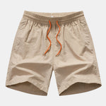 Palm Tree Silhouette Print Cotton T-Shirt & Man Mid Length Drawstring Swim Shorts