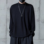 Simple Solid Stand Collar Long Sleeve T-Shirt