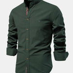 Long Sleeve Linen Look Stand Collar Shirt
