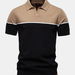 Contrast Knit V Neck Polo Shirt