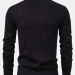 Long Sleeved Knitted Geometric Jacquard Zippe Polo Shirt