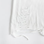 Ripped Hem Solid Long-sleeved T-shirt