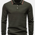 Long Sleeved Contrast Polo Shirt