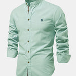 Long Sleeve Linen Look Stand Collar Shirt & Straight Leg Linen Pants